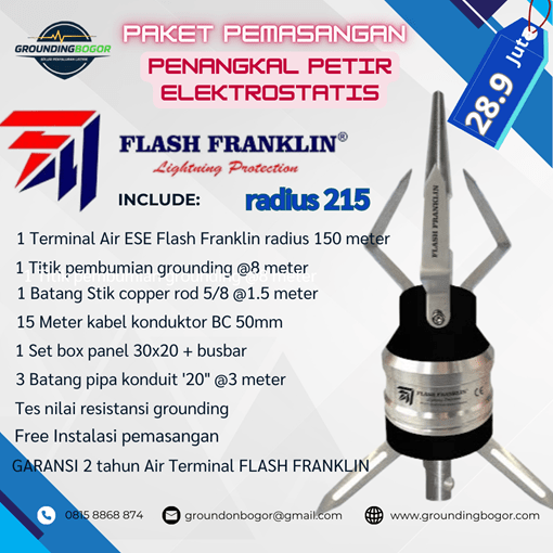 Grounding Bogor - Penangkal Petir Flash Franklin radius 215 meter