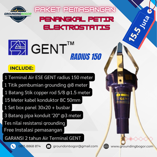 Grounding Bogor - Penangkal Petir GENT radius 150 meter